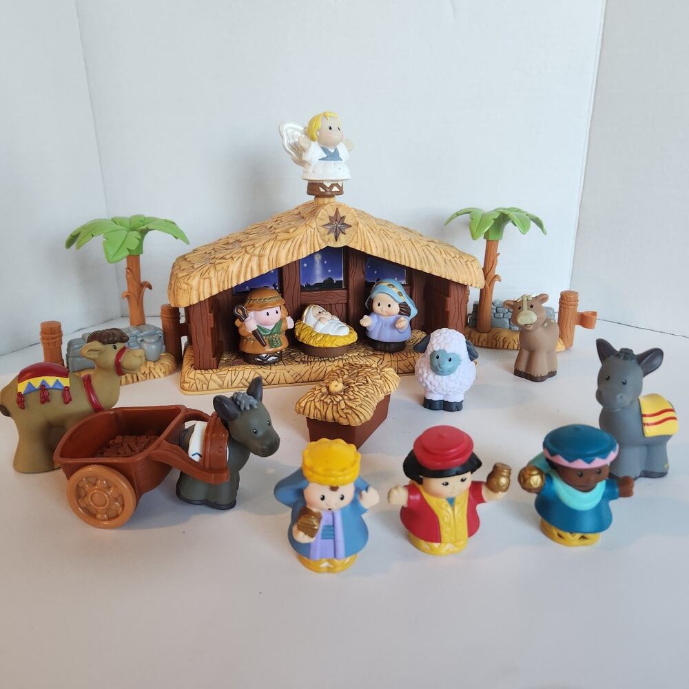 2005 Fisher Price Little People Nativity & Lil' Shepherds Set Lights Music ☆READ